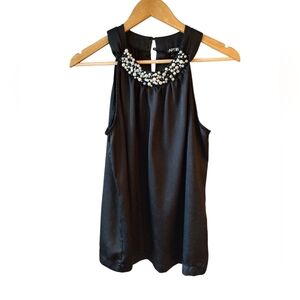 Apt 9 Black Beaded Sleeveless Halter Top Size Large
